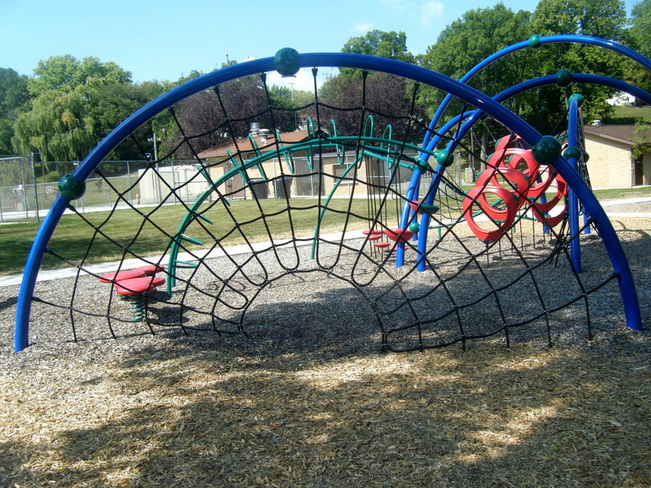 Little Chute, WI: The "spider web" piece of equipment at Doyle Park in Little Chute WI