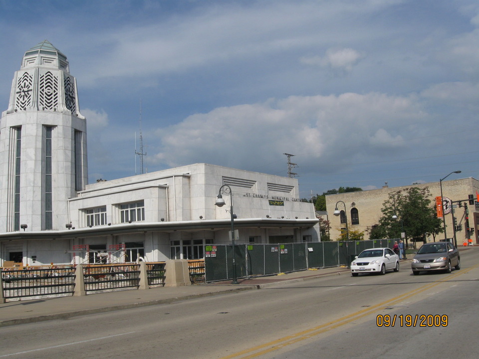 St. Charles, IL: Municipal Center - Route 64 and the river front (aka the white building)