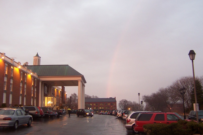 Plymouth, MA: Rainbow taken from the lot of the Governor Carver Inn