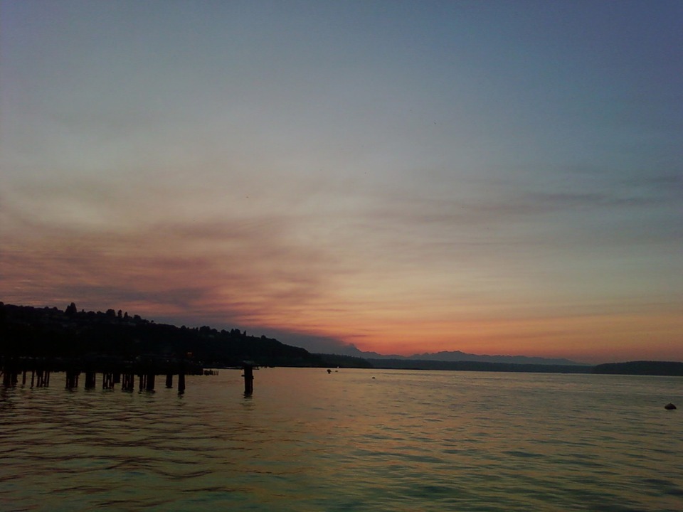 Tacoma, WA: Sun setting over Tacoma Water Front