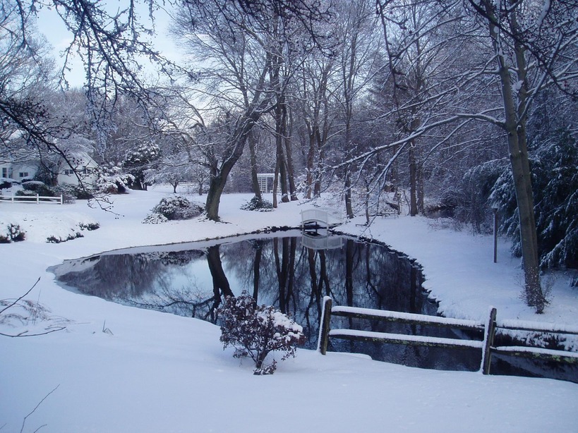 Hingham, MA: A blanket of snow freezes the scene on a January day in 2008.