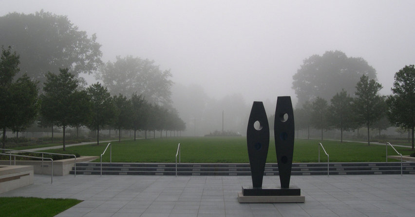 Indianapolis, IN: View from the Indianapolis Art Museum on a foggy morning.