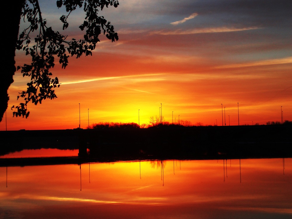 Moline, IL: Sunrise on the Rock River, Moline, Illinois