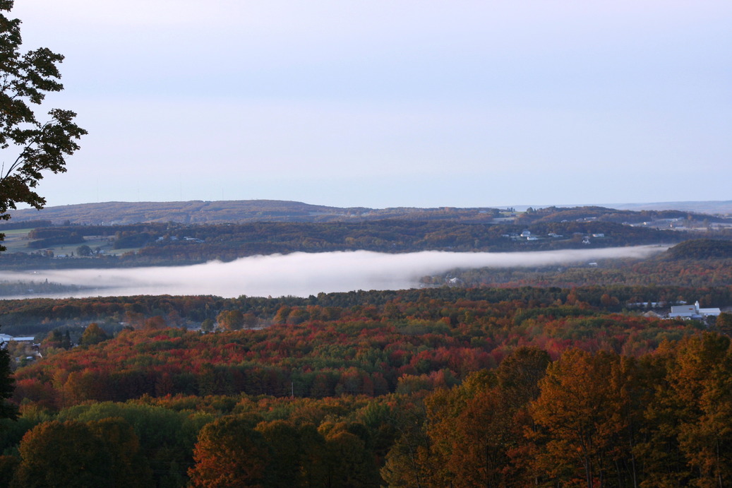 Harbor Springs, MI: Fog over Round Lake as seen from LTGCV