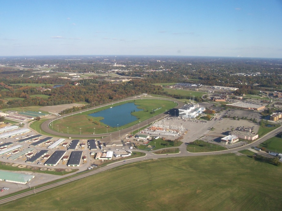 Florence, KY: An aerial shot of Turfway Park race track.