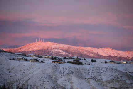 Boise, ID: Homes in the Boise Foothils during a Winter Evening