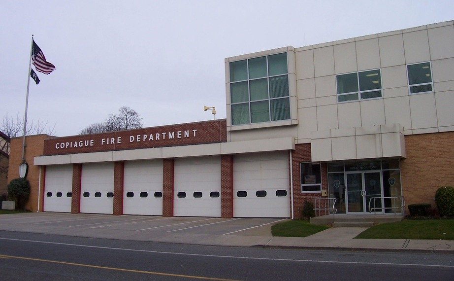 Copiague, NY: The Copiague Fire Department on a windy December day, 2009
