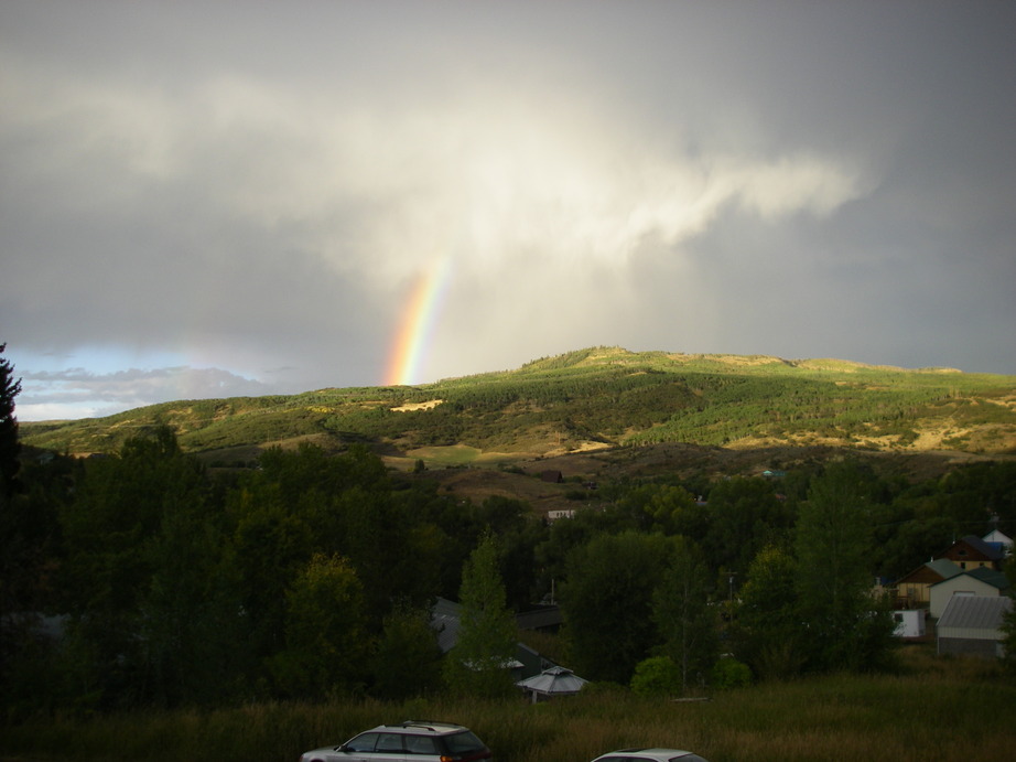 Oak Creek, CO: Rainbow over Thorpe Mountain, Oak Creek, CO (taken from Grandview Ave.)