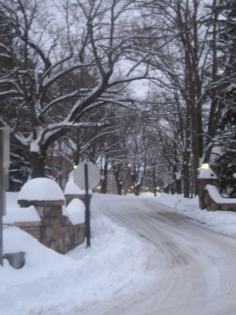 Athens, WV: Concord entrance in snow 2009