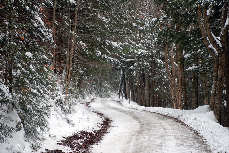 Roxbury, VT looking down oxbow road/december 2009 photo, picture