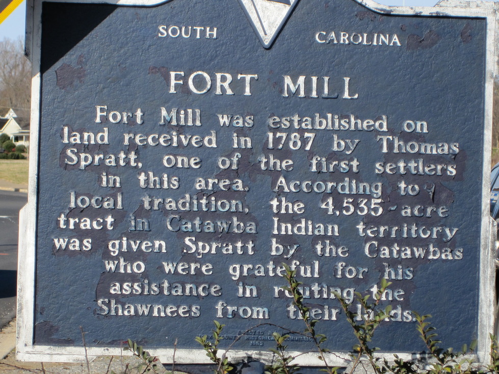 Fort Mill, SC: Plaque of history of Fort Mill