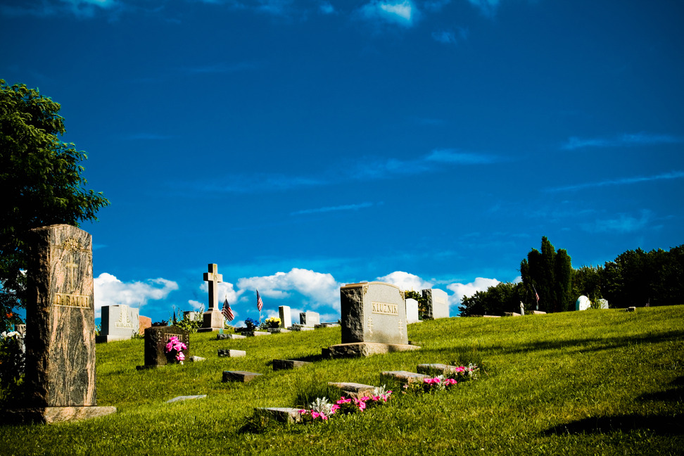 Ebensburg, PA: The cemetery near one of Ebensburgs' main roads, shot with a Canon Rebel XS.