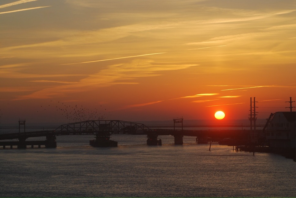 Chincoteague, VA: Sunset over Chincoteague Draw Bridge taken April 2009