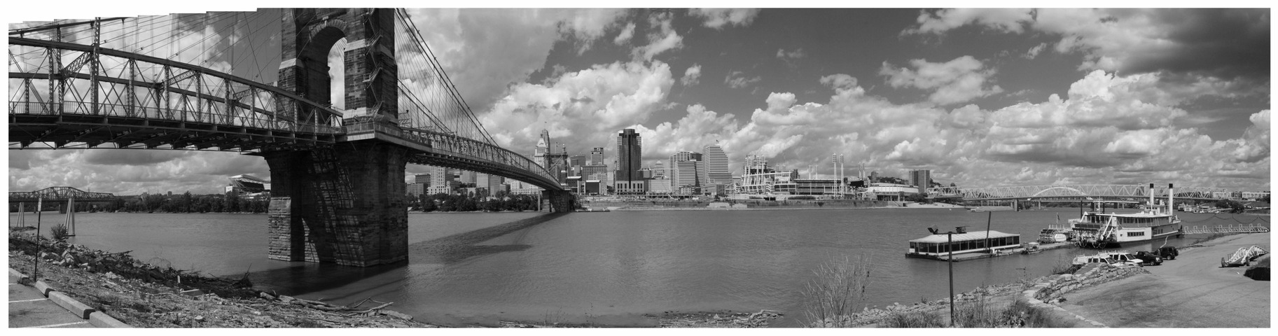 Cincinnati, OH: Roebling Bridge and Skyline