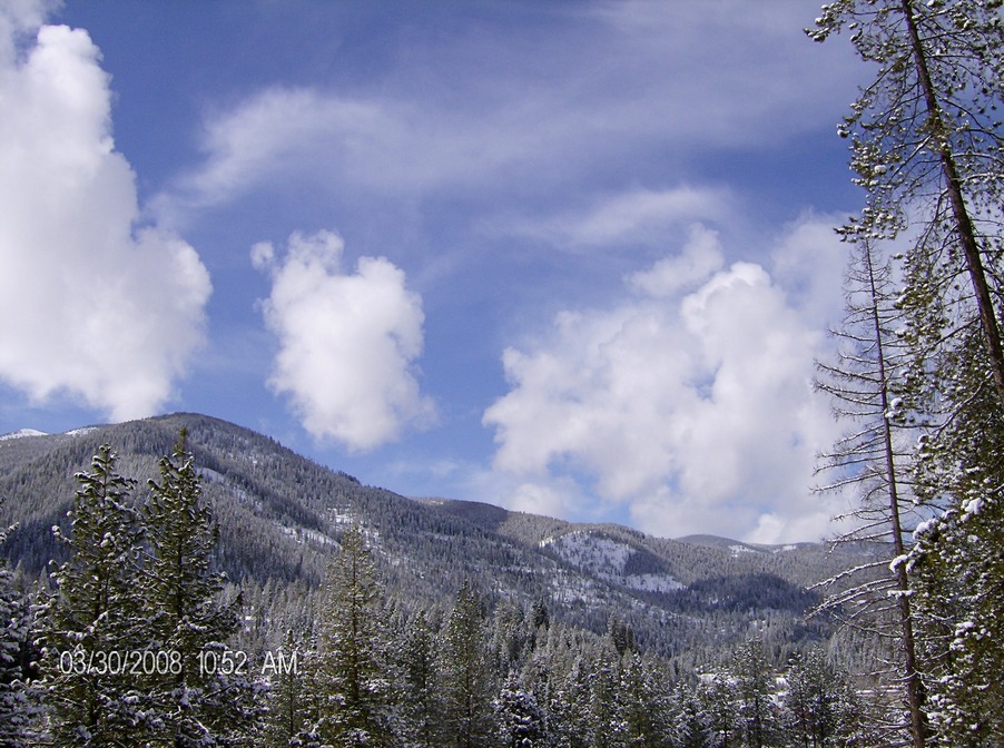 Mullan, ID snowy mountain veiw just over the town of mullan photo