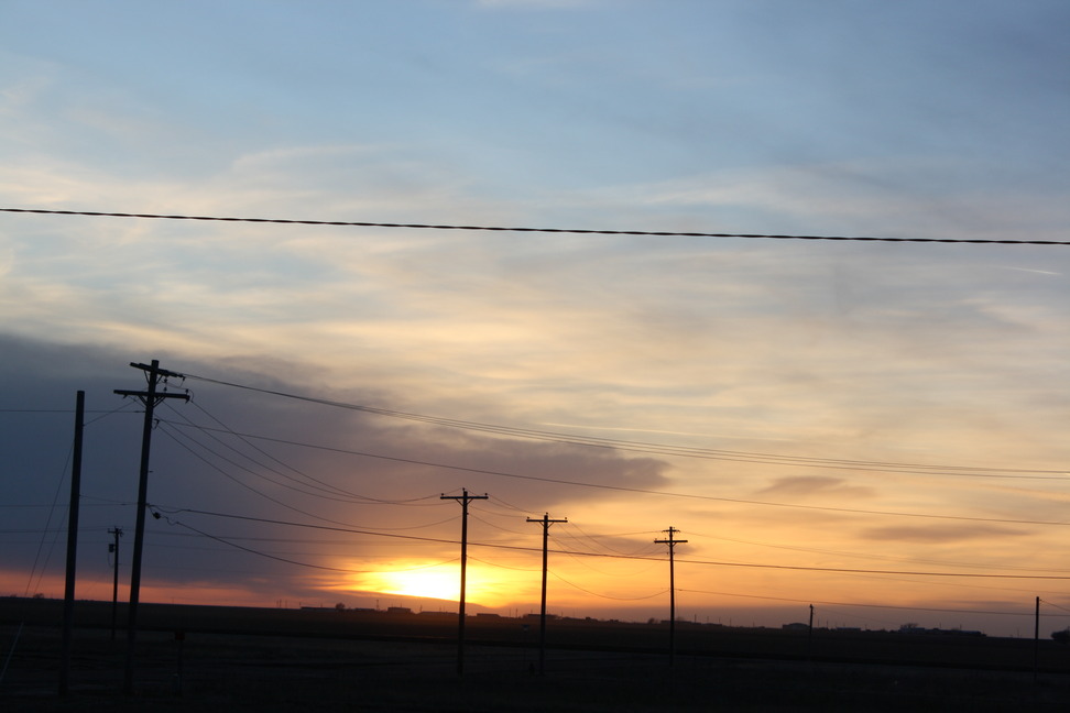 Johnson City, KS: Johnson City at sunset.