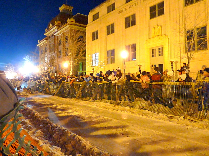 Marquette, MI: The Sled dog races running down Washington Street in February 2010