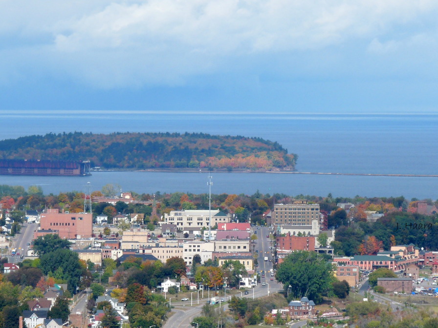 Marquette, MI: Looking at Marquette Michigan and Presque Isle from Mount Marquette