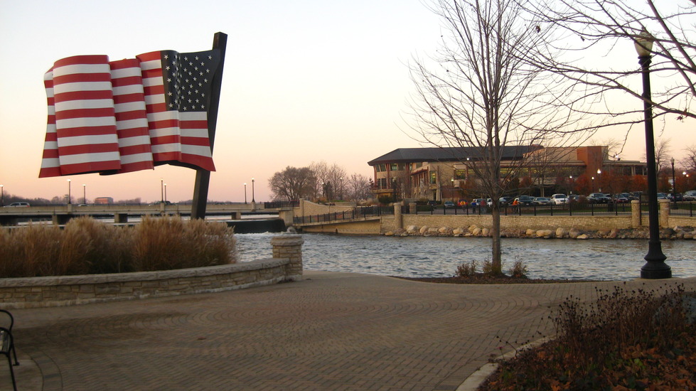 Elgin, IL: Gail Borden Library from Walton Islands