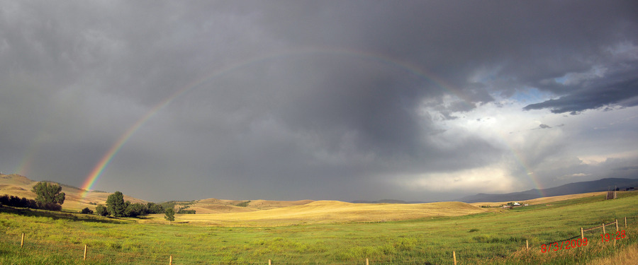 Deer Lodge, MT: Evening's Double Rainbow
