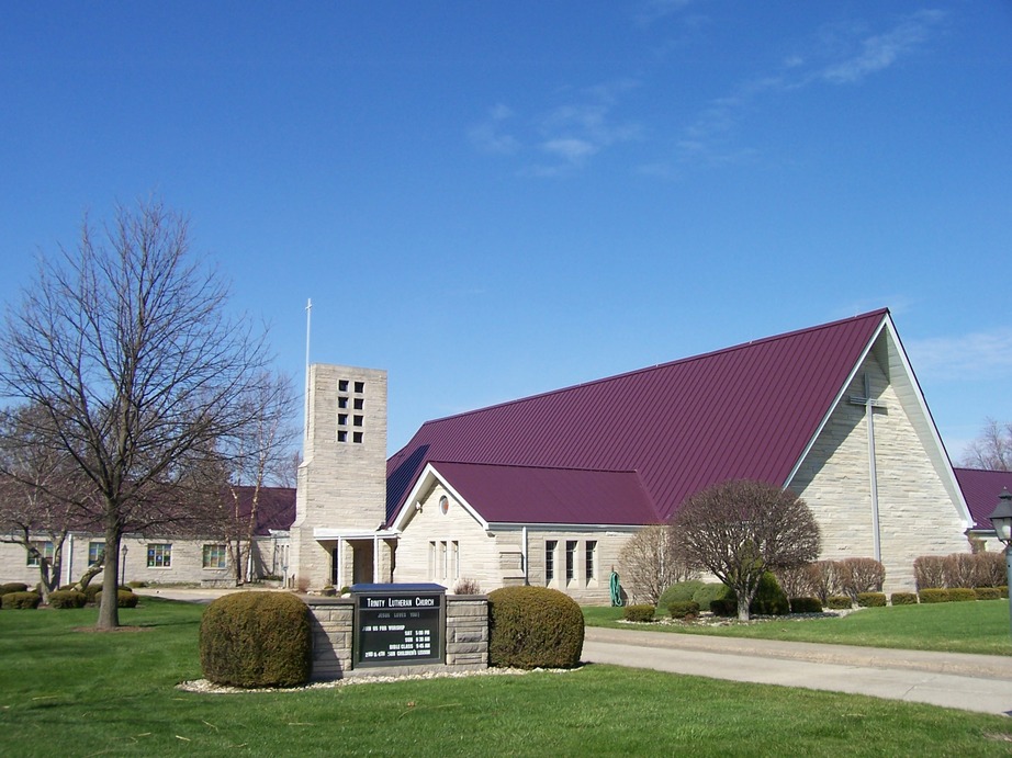 Herscher, IL: Trinity Lutheran Church has a dramatic purple roof.