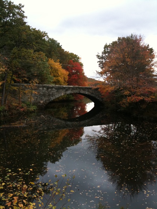 Uxbridge, MA: Stone Arch Bridge by Riverbend Farm in Uxbridge MA