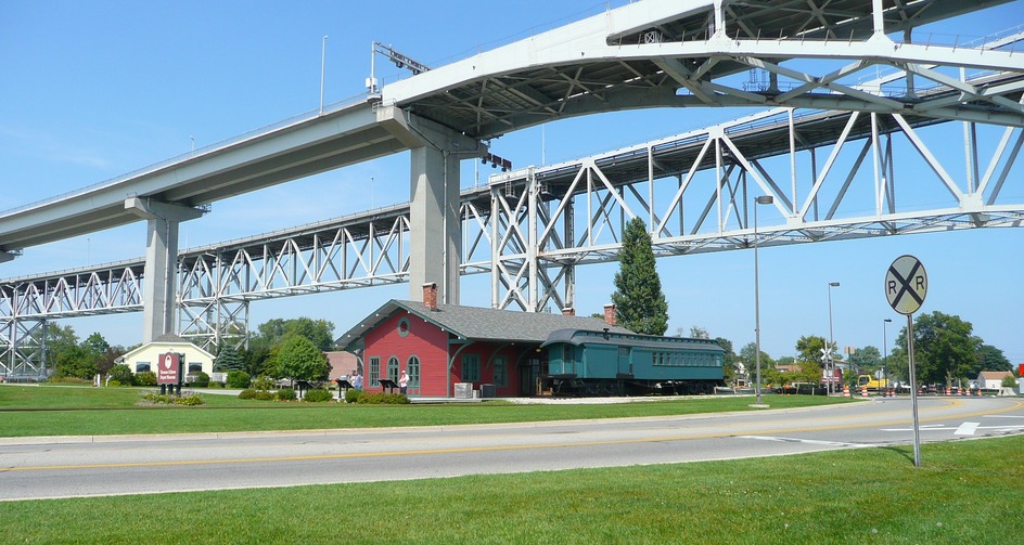 Port Huron, MI: Thomas Edison Museum, beneath the Blue Water Bridge