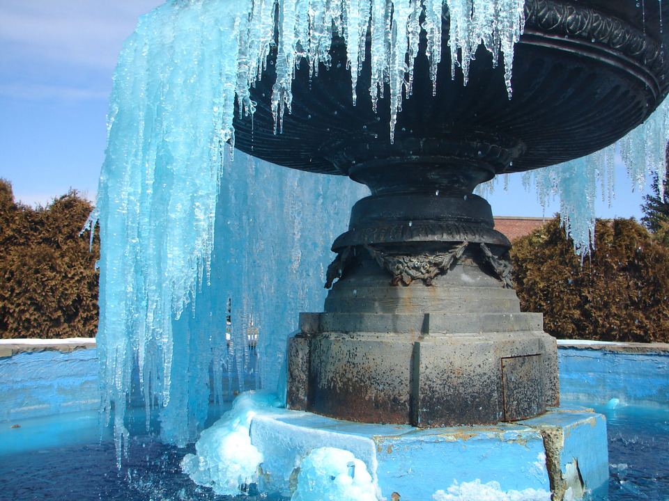 Valdese, NC: The Frozen Fountain in Front of The Waldensia Presbyterian Church