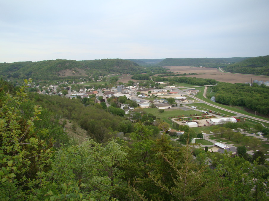 Rushford, MN Downtown Rushford from the top of the bluff photo