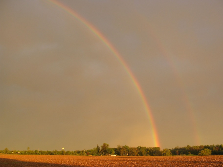 Ossian, IN: Double rainbow over Ossian