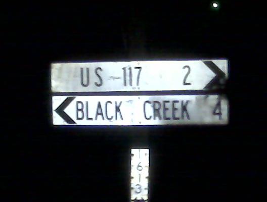 Black Creek, NC: Sign at the intersection of Frank Price Church Rd and Black Creek Rd