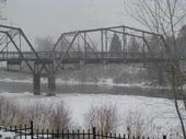 Missoula, MT: Winter view of campus footbridge.
