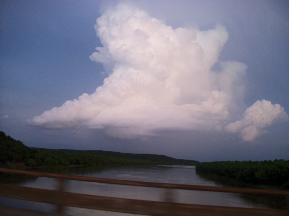 Cleveland, OK: Storm cloud going over the bridge by Wal-Mart 7-16-10