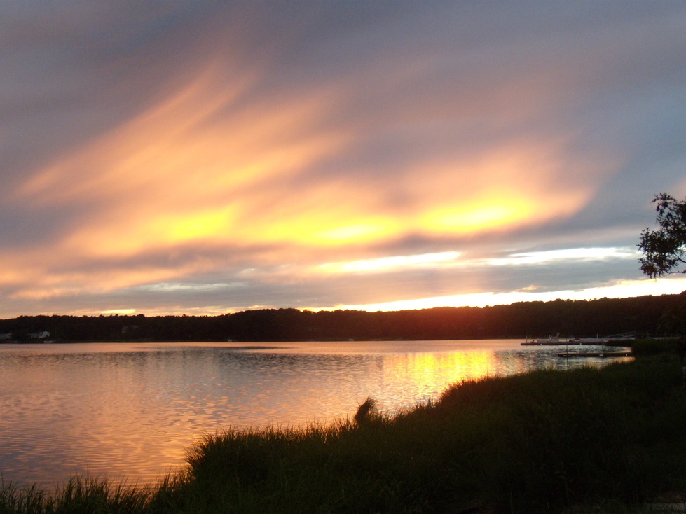 South Dennis, MA: Sunset on Follins Pond, South Dennis, MA at the end of Bass River.