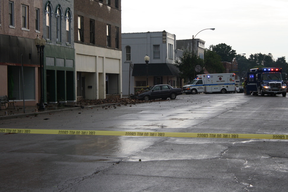 Sullivan, IL: Downtown Sullivan (on the square) just after the storm of July 2010