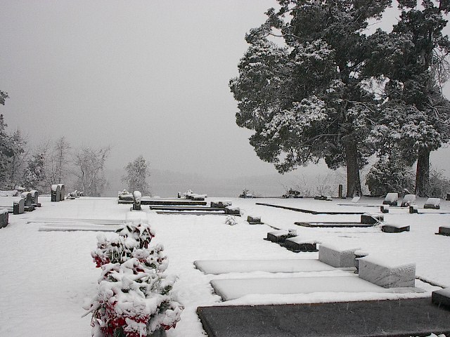 Quitman, MS: Grave yard across from the school on snow day..