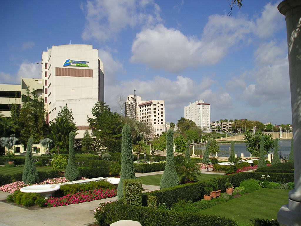 Lakeland, FL: Standing in Hollis Gardens looking NW towards Lake Mirror in Downtown Lakeland (2004)