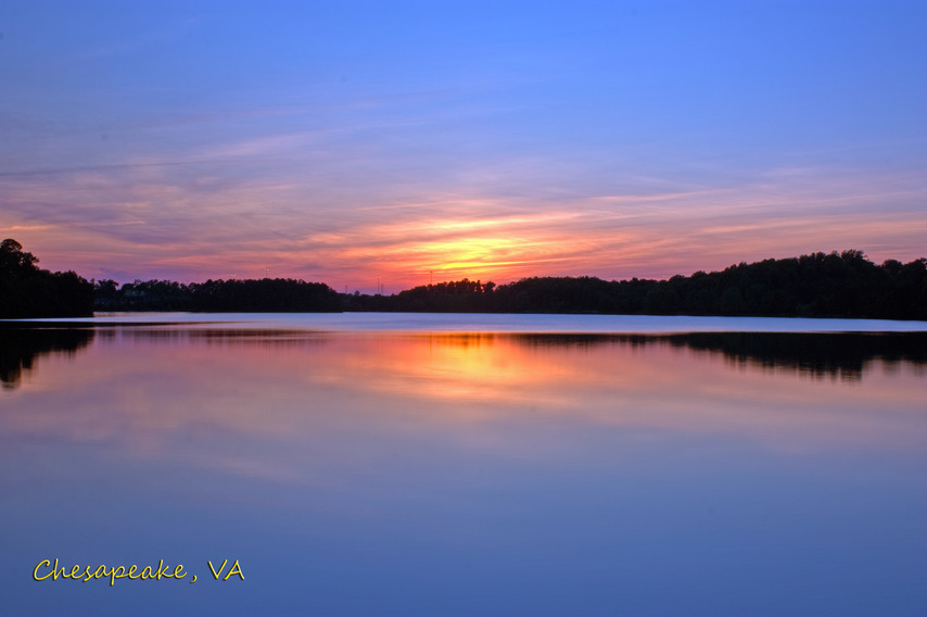 Chesapeake, VA : This is Oak Grove Lake Park at sunset. photo, picture