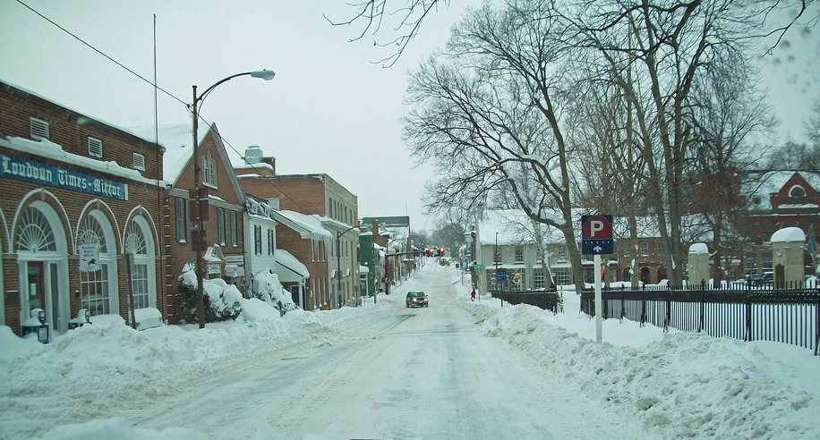 Leesburg, VA: Downtown Leesburg during blizzard of February 2010