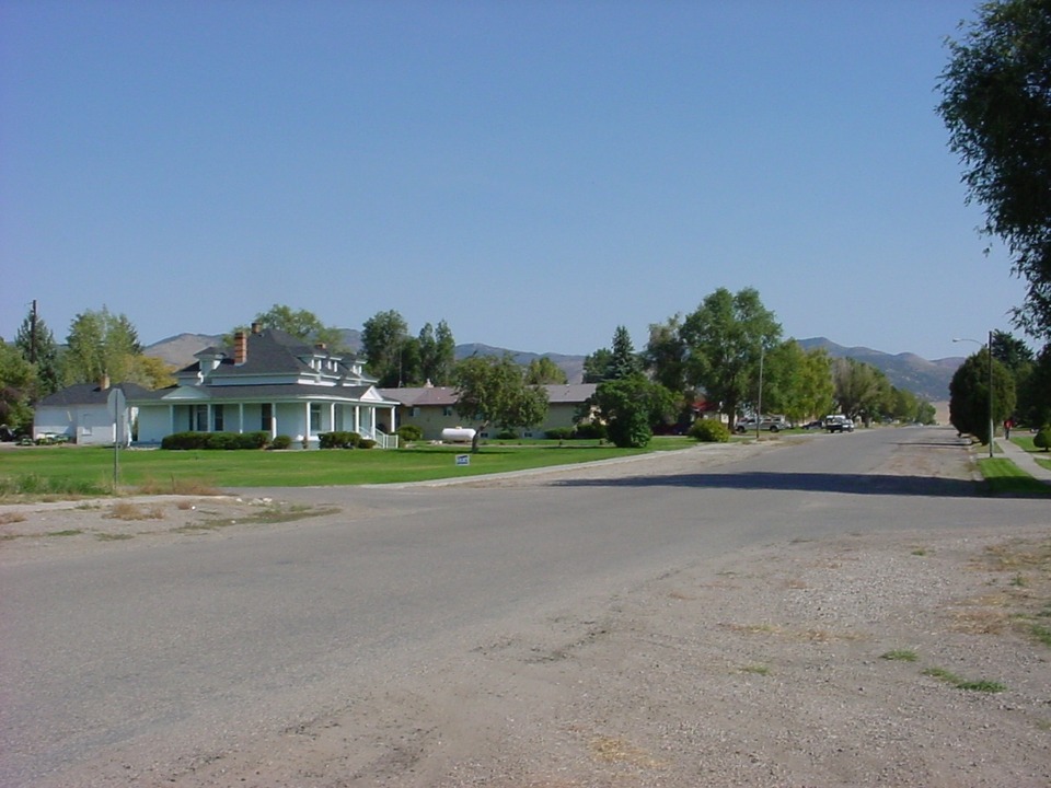 Downey, ID: Residence in Downey with Bear River mountain range in background