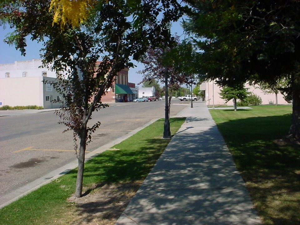 Downey, ID: Downtown Downey, Idaho from the park
