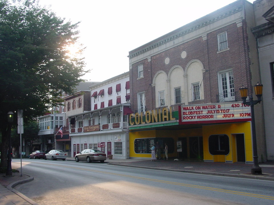 Phoenixville, PA: Colonial Theater with "blobfest" marquee