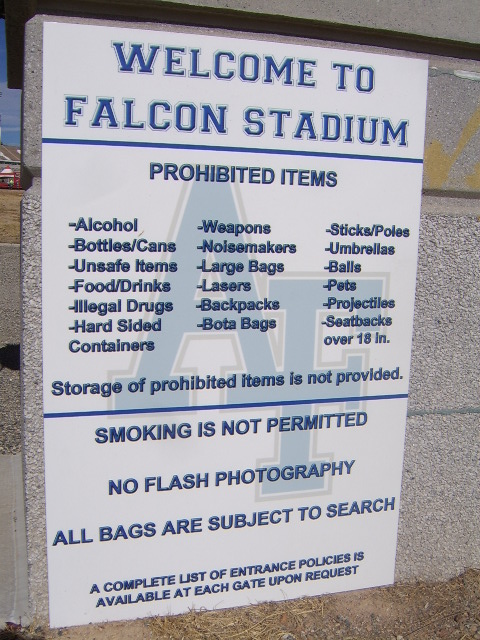 Air Force Academy, CO: Welcome to the Air Force Academy stadium- here are the rules and regs