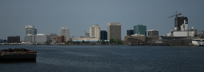Norfolk, VA: Downtown Norfolk skyline from Portsmouth.