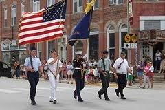 Frankfort, KS: Veterans leading the Frankfort Summerfest Parade (about 2005