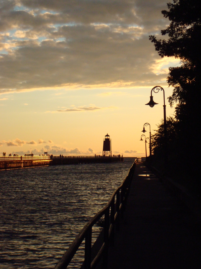 Charlevoix, MI: A Venetian Sunset at the Lighthouse
