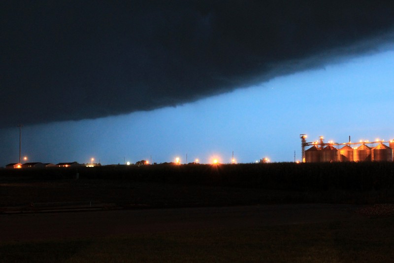 Volga, SD: September 30, 2010: a huge storm coming in over the Volga soybean plant.