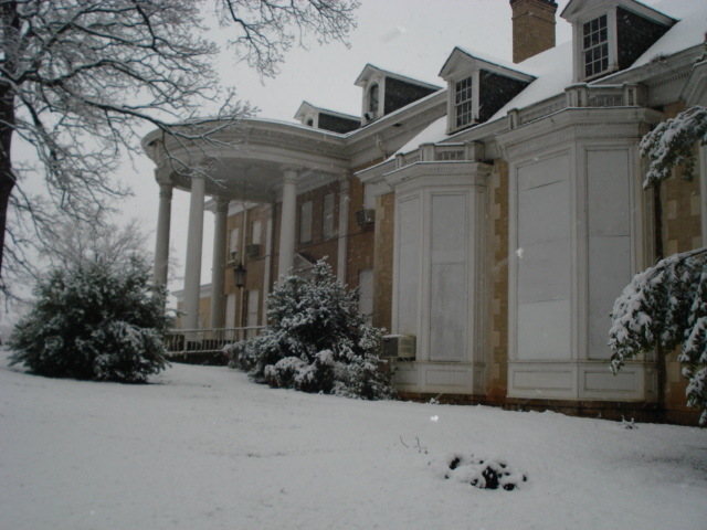 Druid Hills, GA: Abandoned mansion on Emory site covered in snow