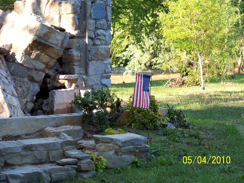 Edmonton, KY Cabin Creek after the flood our flag still stood