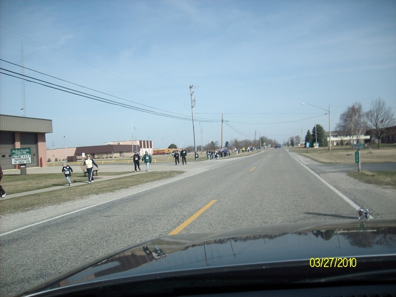 Hemlock, MI: Marathon Runners on North Hemlock Road, March 27,2010